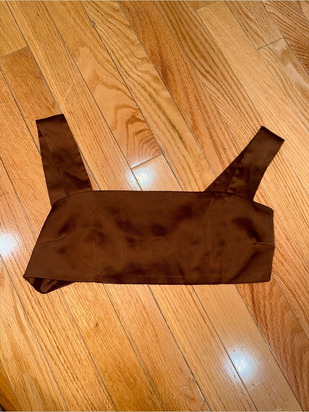 Wide-Strap Brown Square Crop Top